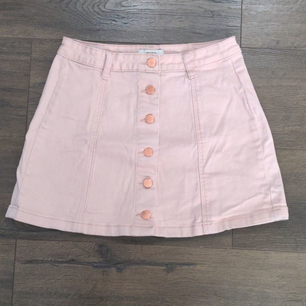 Forever 21 Light Pink Button Front Jean Skirt